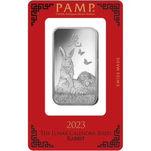 2023 1oz PAMP Silver Bar: Lunar Year of The Rabbit (2)